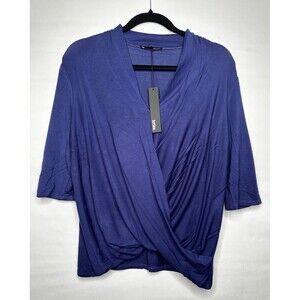 Krisa Surplice Half Sleeve Blouse‎ in Sea Blue Women’s Size Medium NEW USA Made
